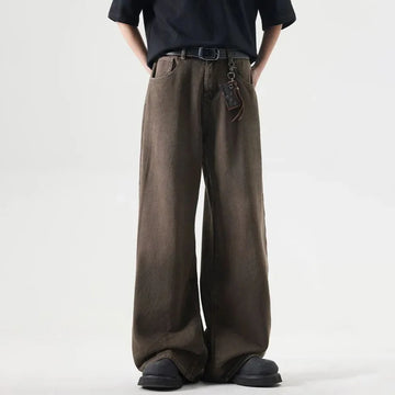 Mens Long Pants Washed Dyed Jeans Autumn Casual Hawaiian Daily Wear-Resistant American Style Pants Men's Clothing Unisex 2024